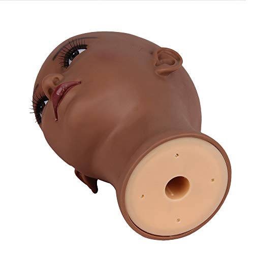 Female Bald Mannequin Head for Wig Making Display (Dark Brown 21.5 Inch)